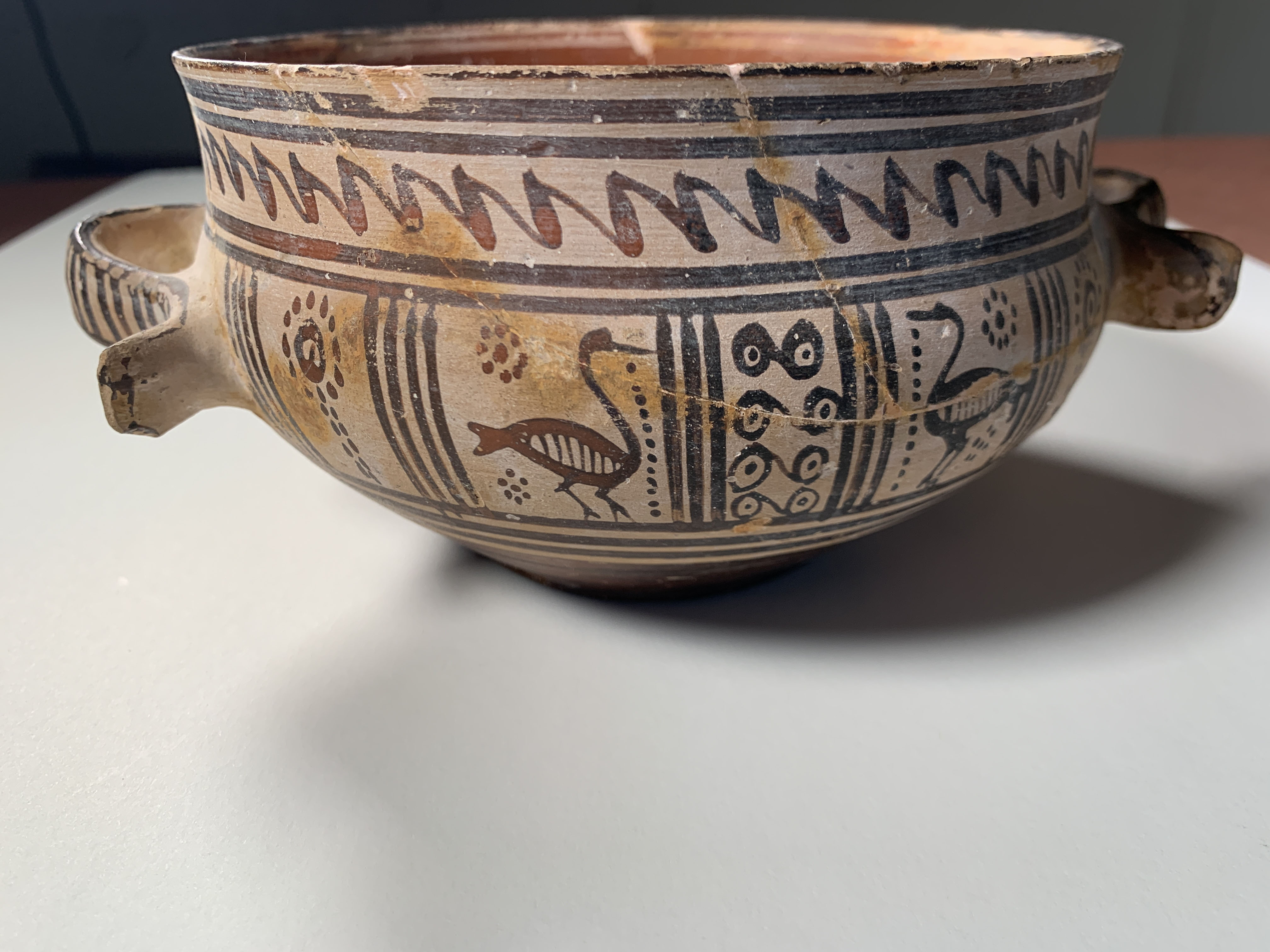 Side B: water bird frieze continuation