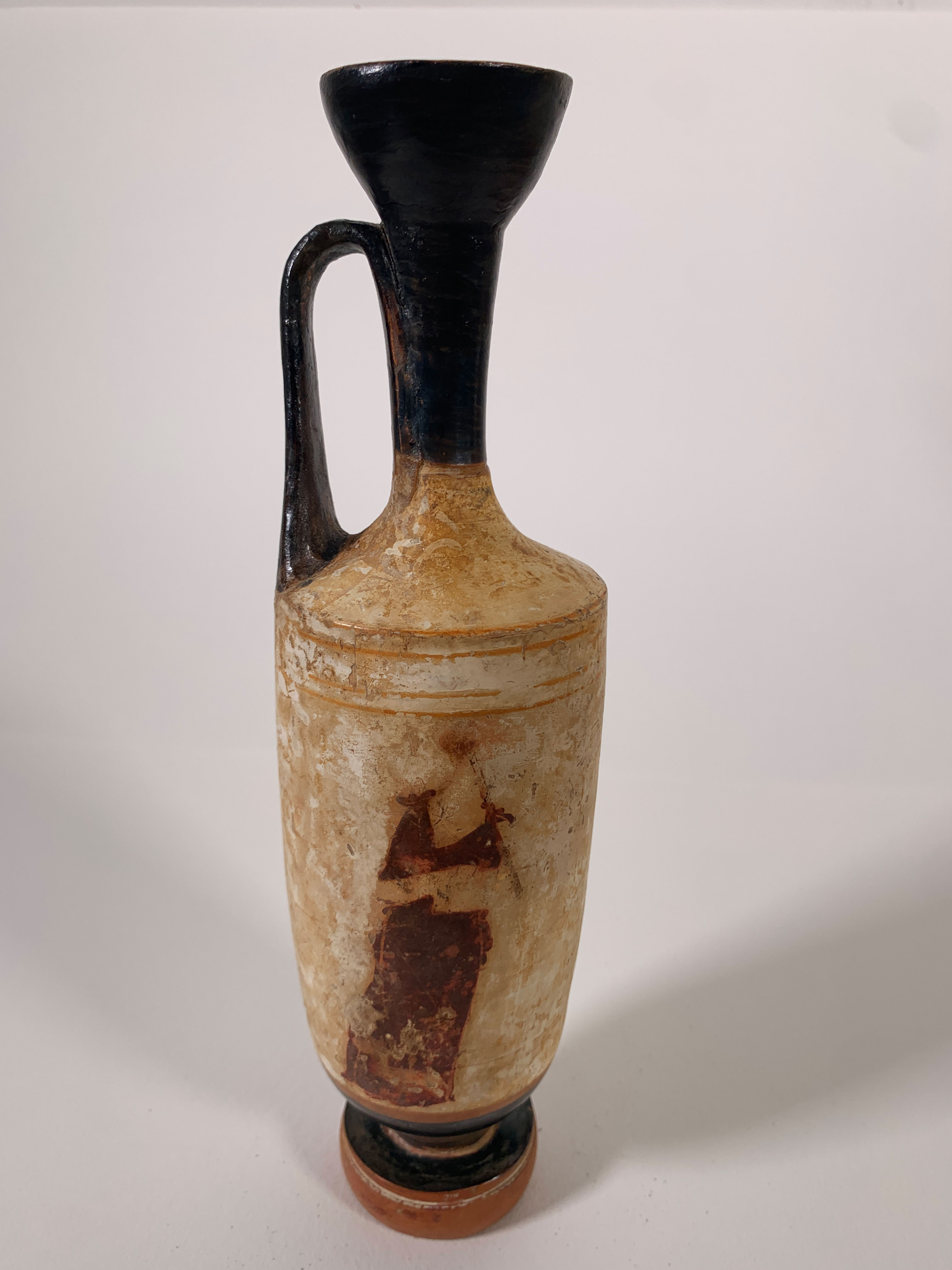 Attic White-Ground Lekythos with mourning figure, ancient Greek funerary vessel, circa 5th Century BC
